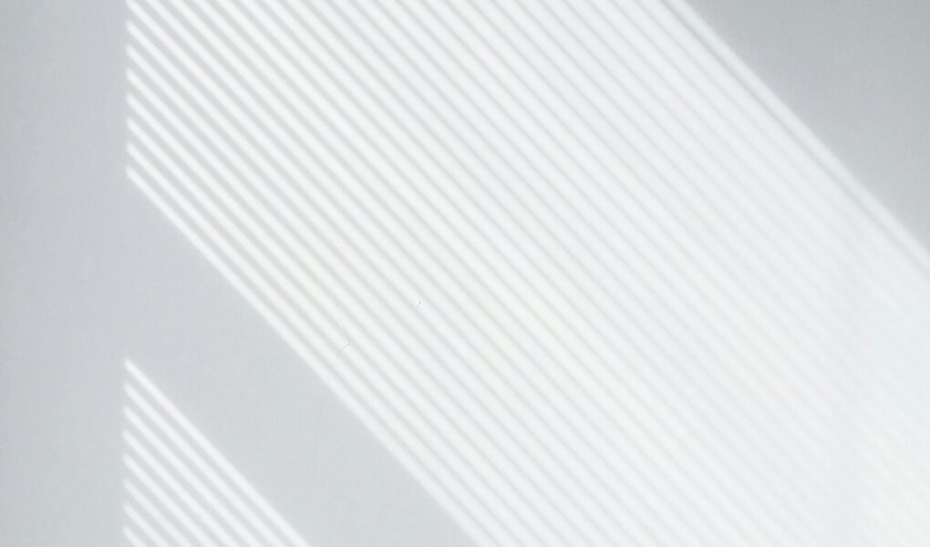 Soft natural light casting geometric shadows on a white wall, creating a minimalist aesthetic.